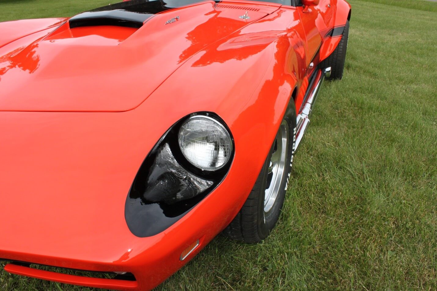 Left front headlight after restoration